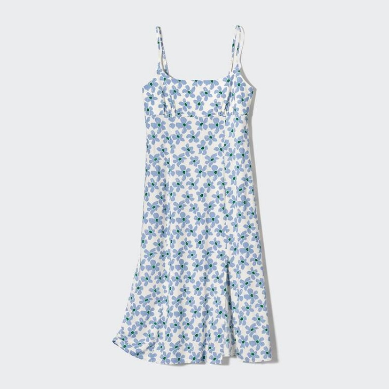 Vestido Uniqlo Printed Front Slit Camisole Mujer Blancas | 2167FLMWX