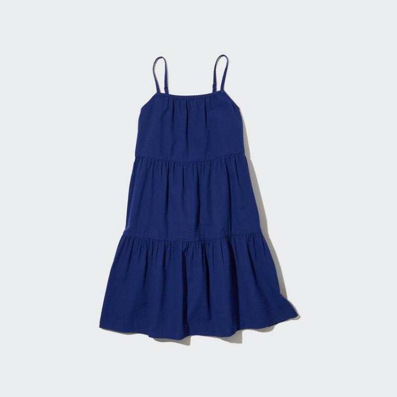 Vestido Uniqlo Seersucker Camisole Niños Azules | 5694CTHIA