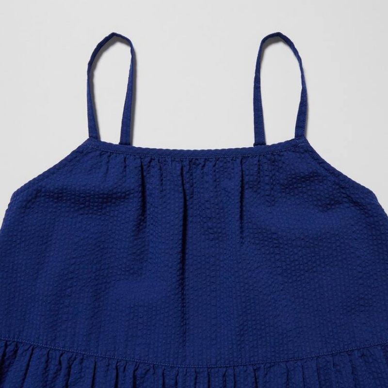 Vestido Uniqlo Seersucker Camisole Niños Azules | 5694CTHIA