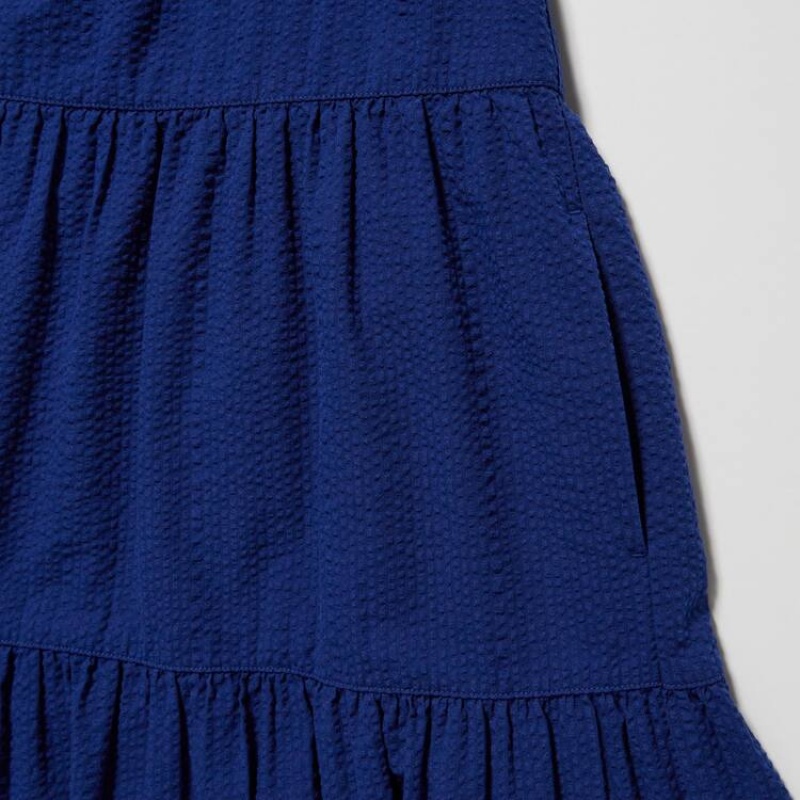 Vestido Uniqlo Seersucker Camisole Niños Azules | 5694CTHIA