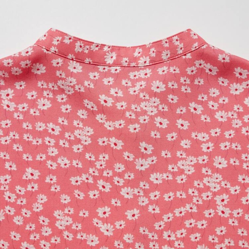 Vestido Uniqlo Viscose Flower Printed Corta Sleeved Niños Rosas | 9371YGPQM