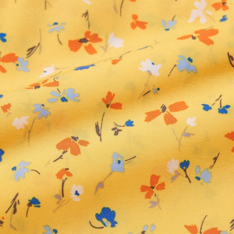 Vestido Uniqlo Viscose Flower Printed Sin Manga Niños Amarillo | 9408FAJQW